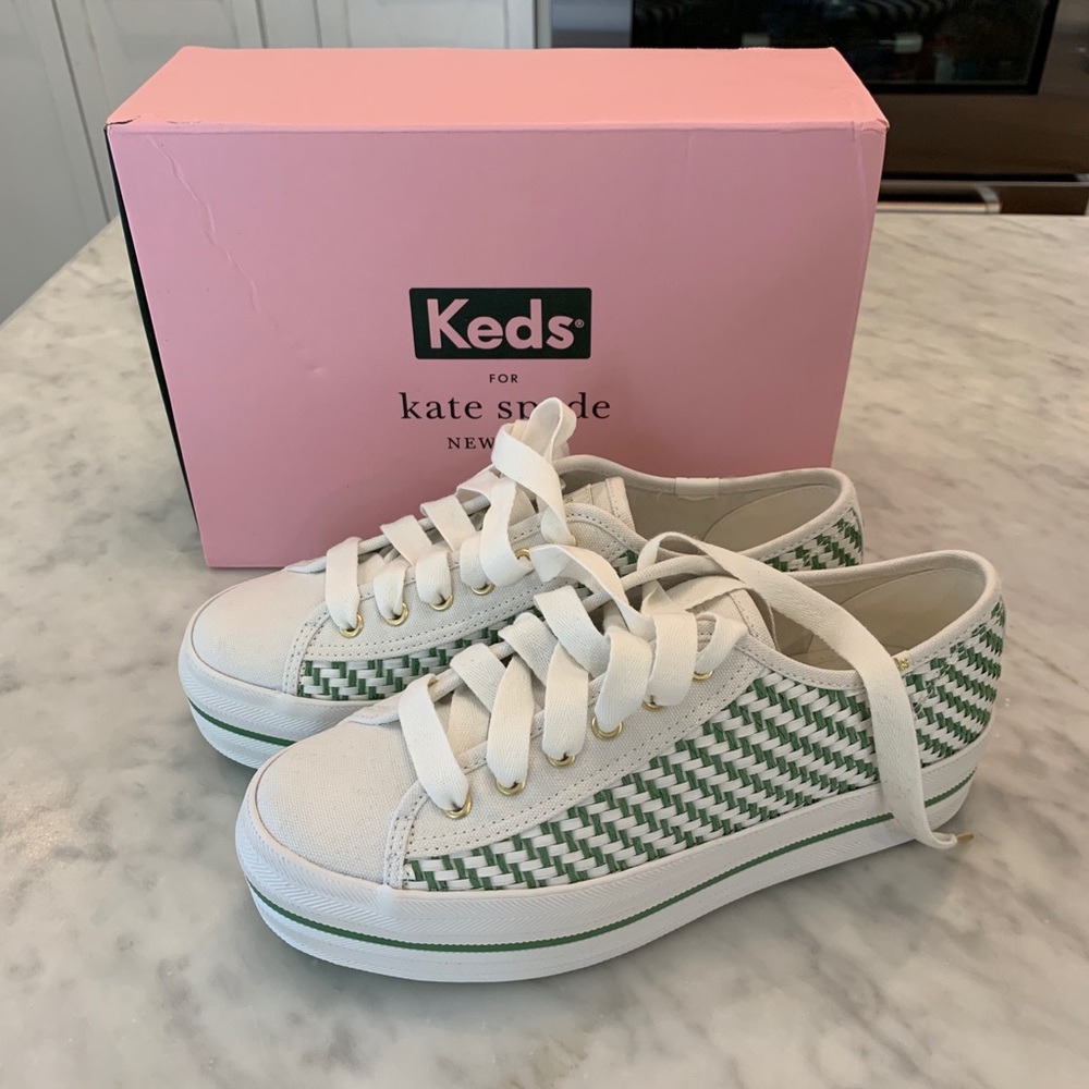 Kate Spade x Keds Woven Green Sneakers 7 NIB